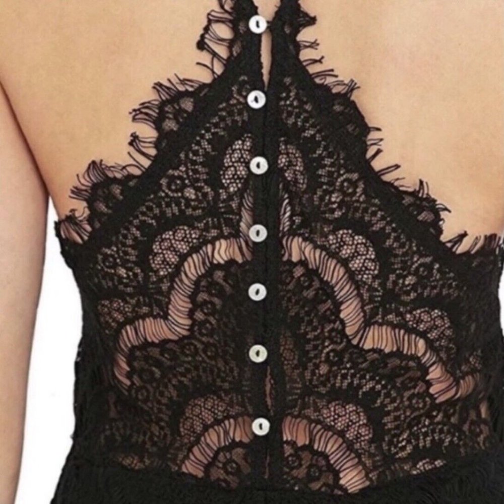 Free People Intimately She's Got It Lace Slip Dress Size Small Black High Neck - Picture 3 of 9